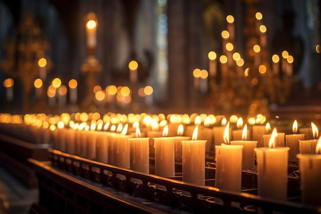 Lit Candles Cathedral Scene