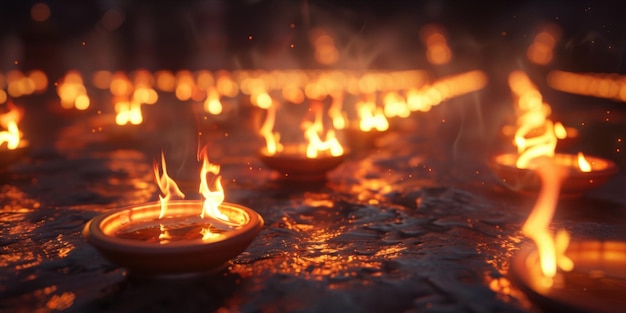 Lit Candles on Table