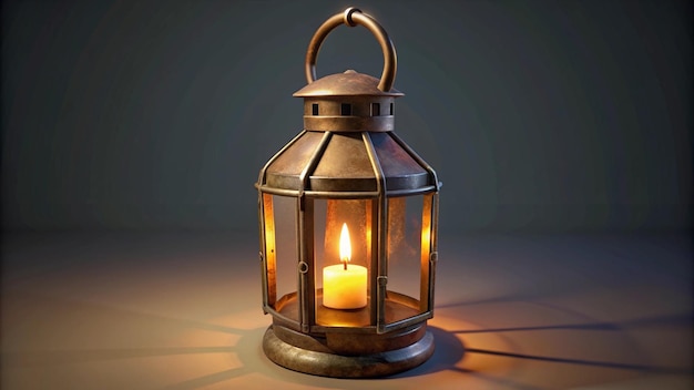 a lit lantern with a candle on it is lit