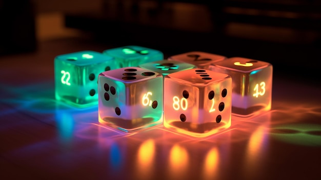 A lit up lit up dice with the numbers 80 and 80.