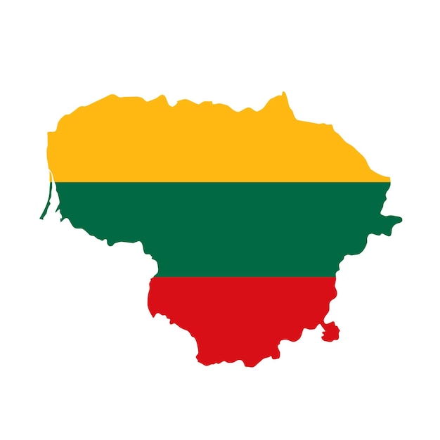 Lithuania flag map country outline with national flag