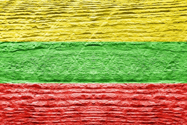 Lithuania flag with wooden texture