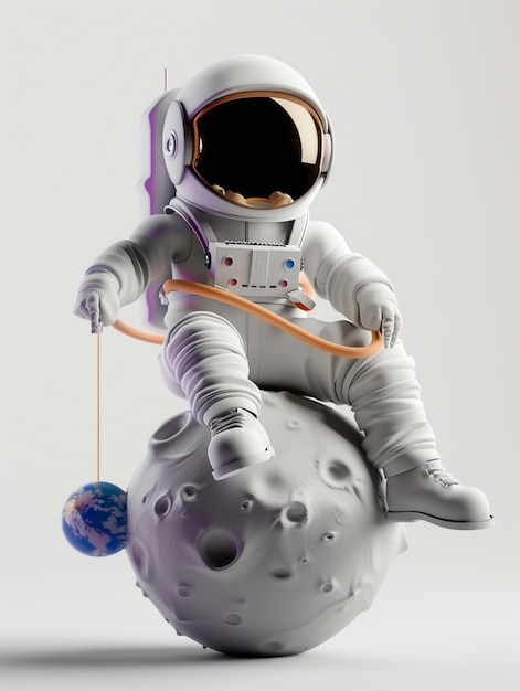 A little astronaut sitting on a small planet