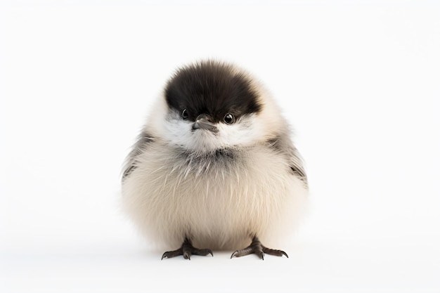 A little black and white bird with white background