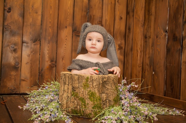 Little boy in a bunny costume halloween baby costume