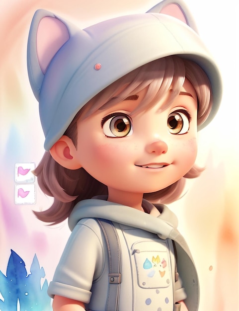 Little Boy exploring Watercolor Clipart strybk full Illustration Generative AI