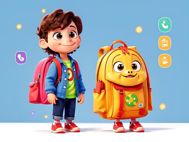 The little boy goes to school with backpack back to school concept generative AI