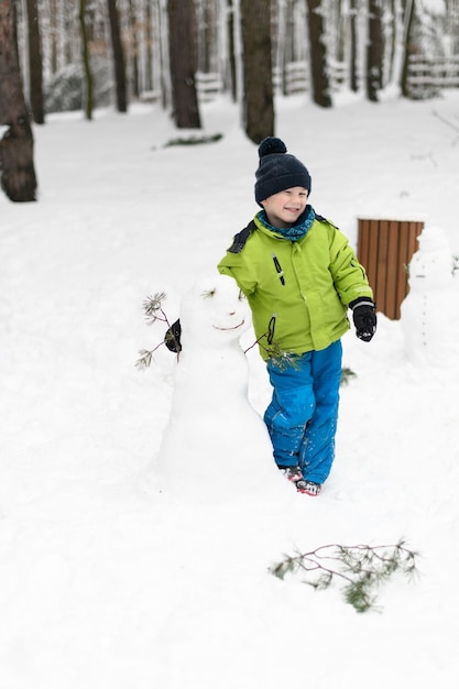 Little Boy is Having Fun Playing With Snow