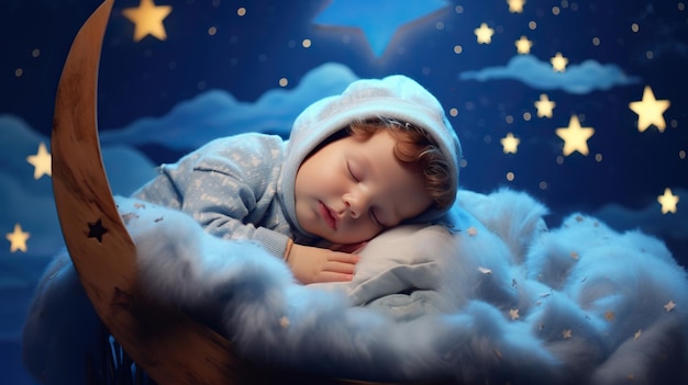 a little boy sleeping in a cloud with the word quot i love you quot