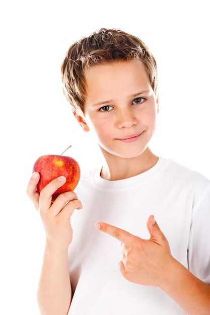 Little boy with apple