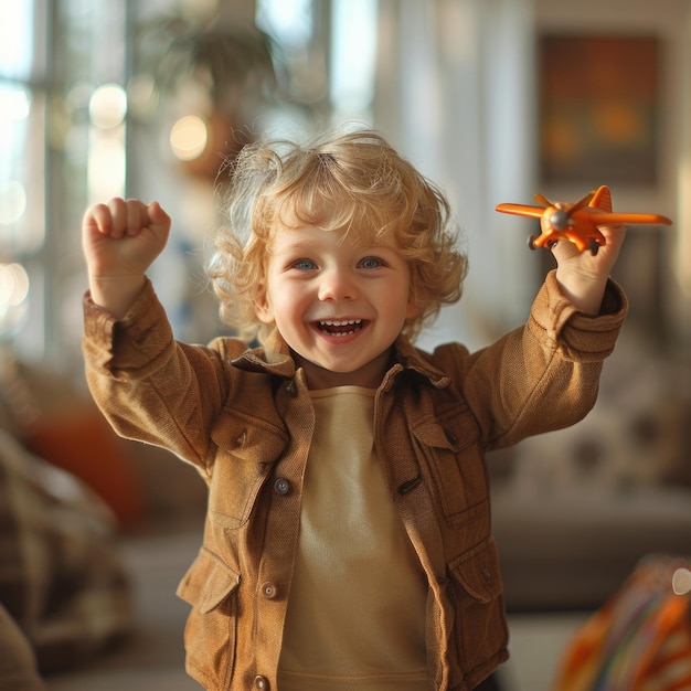 Photo a little boy with blonde hair is holding a star shaped object