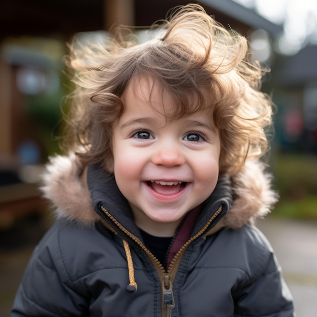 a little boy with curly hair