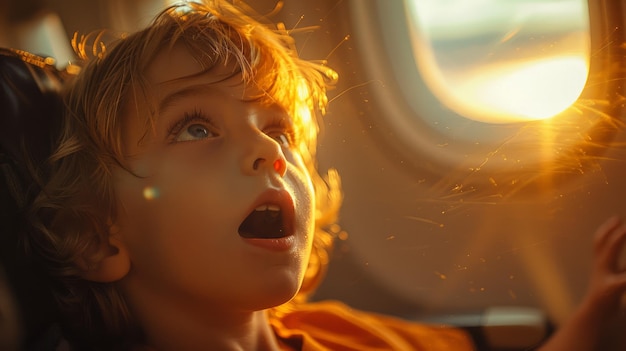 Little Boy With Nose Ring on Airplane