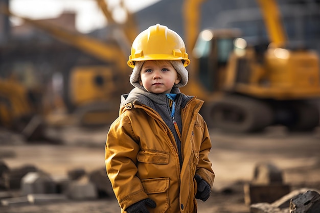 Little Boy39s Big Dreams Playing DressUp as a Construction Worker Generative By Ai