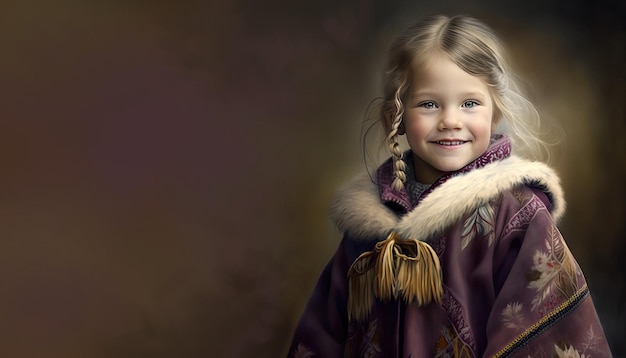 Little Canadian girl illustration by generative AI