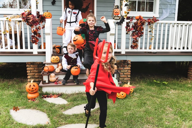 Little children trick or treating