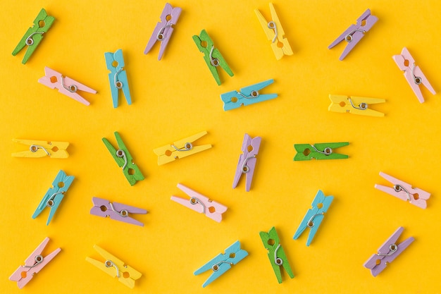 Little colorful clothes pins top view