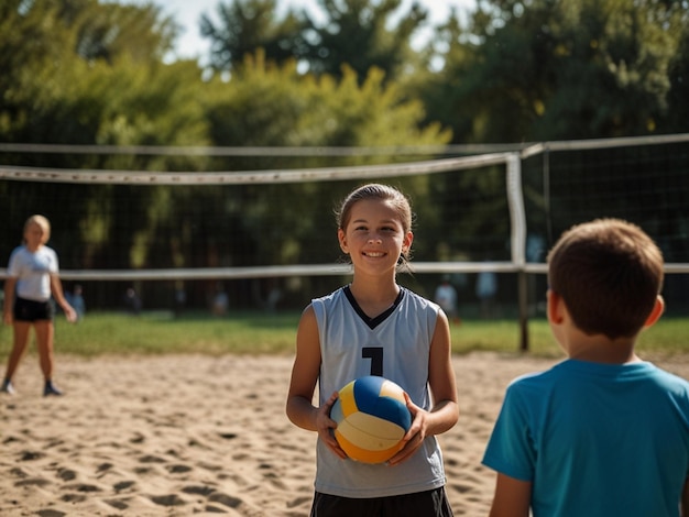 little cute boys playing vollyboll