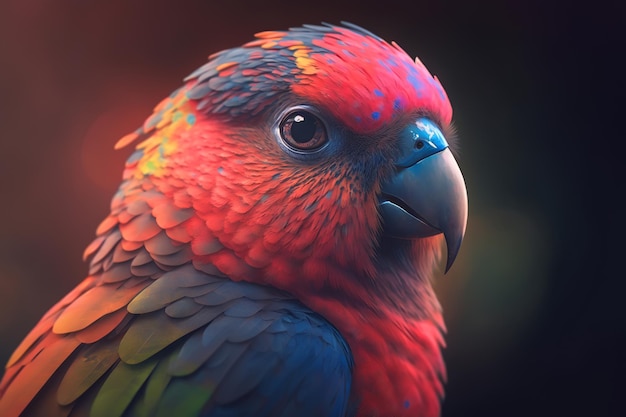 Little cute tropical parrot outdoors Portrait of an exotic bird with beak Generative AI