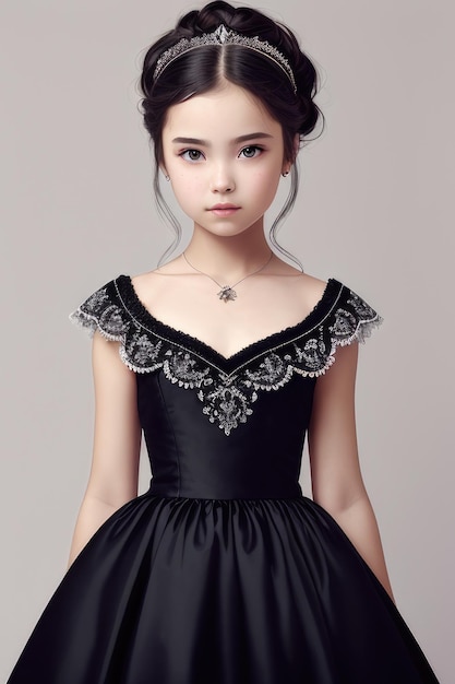 A little girl in a black dress