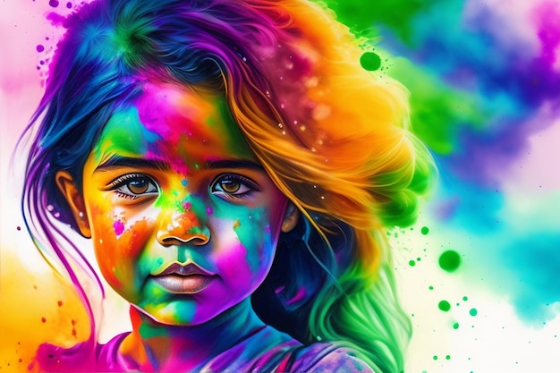 little girl bright dyes mixing in water