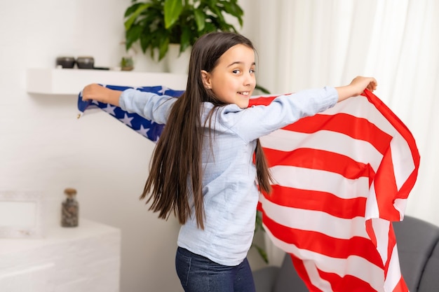 little girl celebrating us independence day.