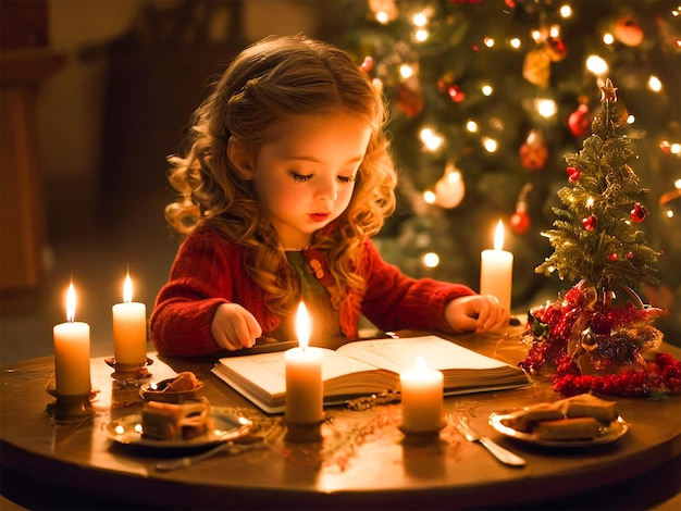 A little girl children celebrating Christmas