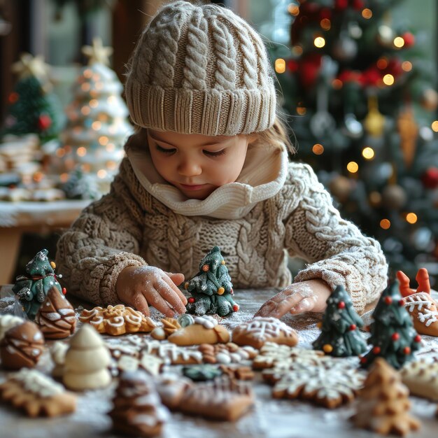 Little Girl Decorating Christmas Cookies