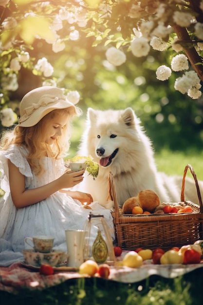 Little Girl and Dog Cute Adventures Together