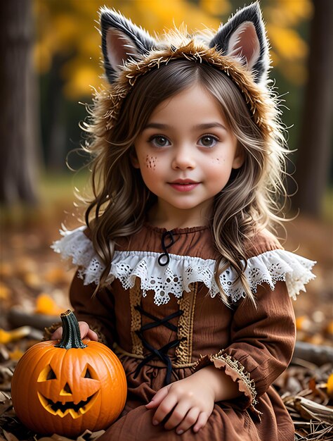 a little girl dressed as a cat wearing a cat costume