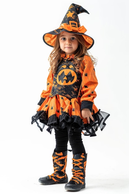 a little girl dressed as a witch for halloween costume