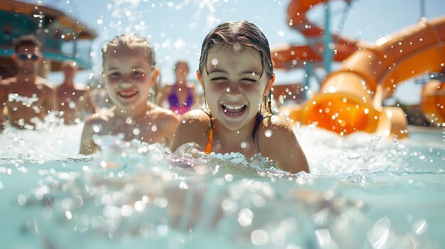 Little girl having fun in the swimming pool on a hot summer day