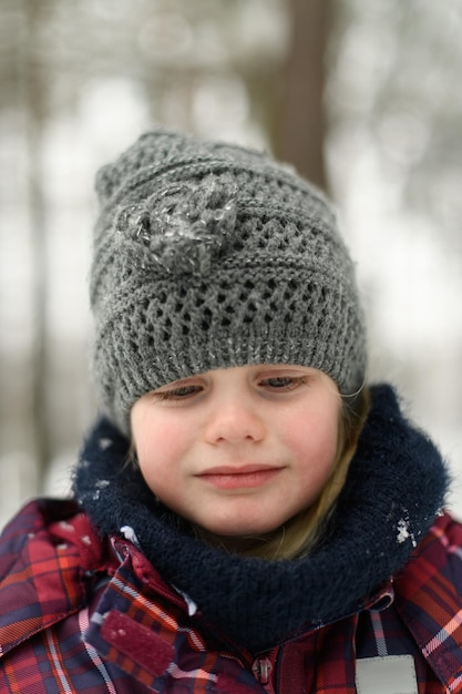 Little Girl is Crying in Woods