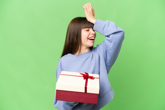 Little girl over isolated background