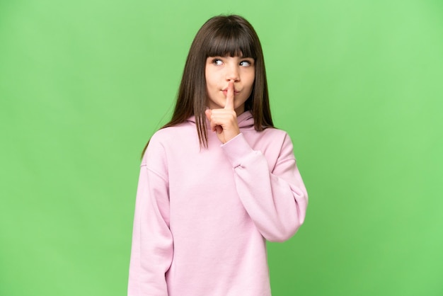 Little girl over isolated green chroma key background