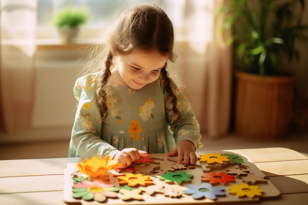 Little Girl Montessori Learning Nurturing Curiosity and Independence