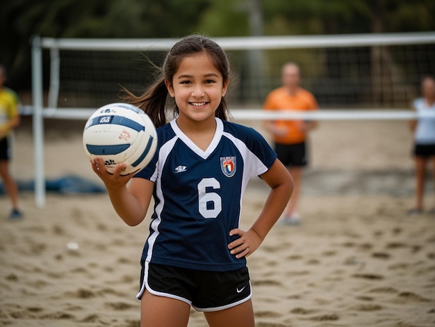 Little girl playing volleyball