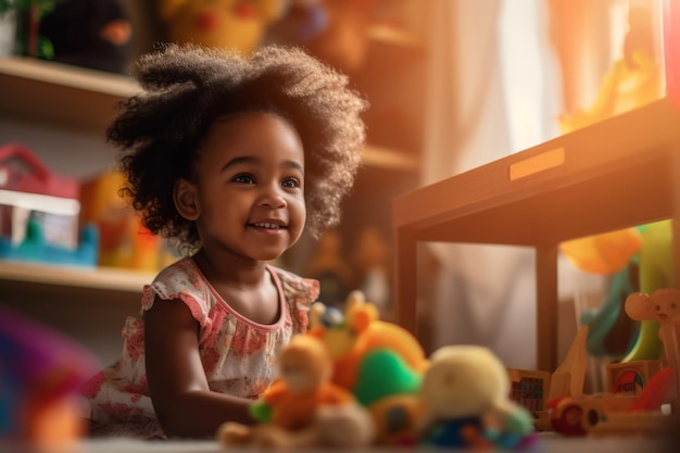 A little girl playing with toys on the floor