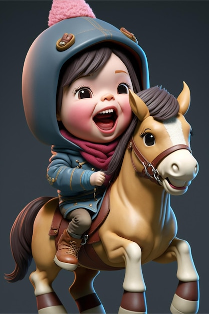 Little girl riding on the back of a horse generative ai