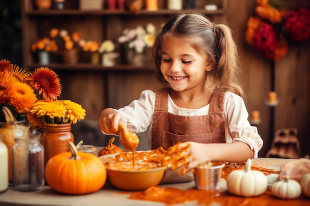 Little Girl's Thanksgiving Folk Floral Activities