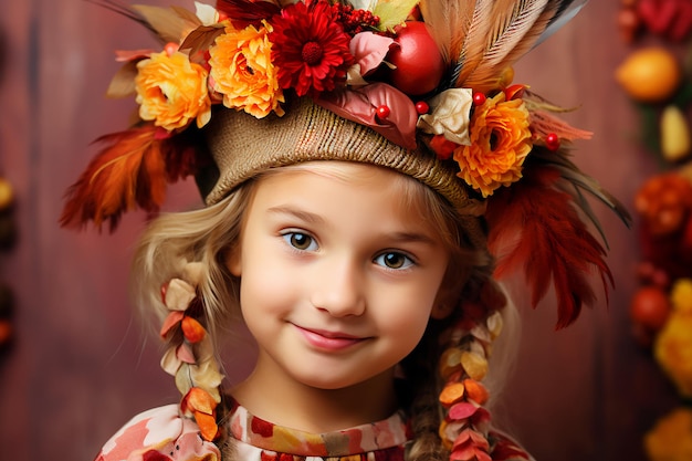 Little Girl's Thanksgiving Folk Floral Activities