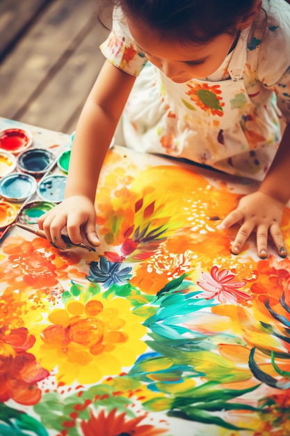 Little Girl's Thanksgiving Folk Floral Activities