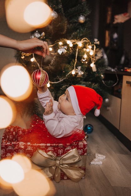 Little girl in santa hat