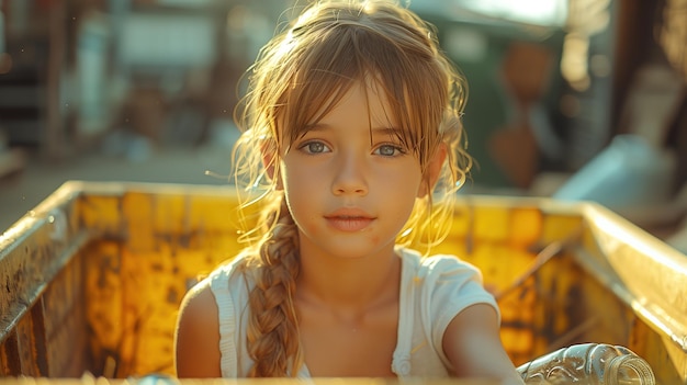 Little Girl Sitting in Back of Truck