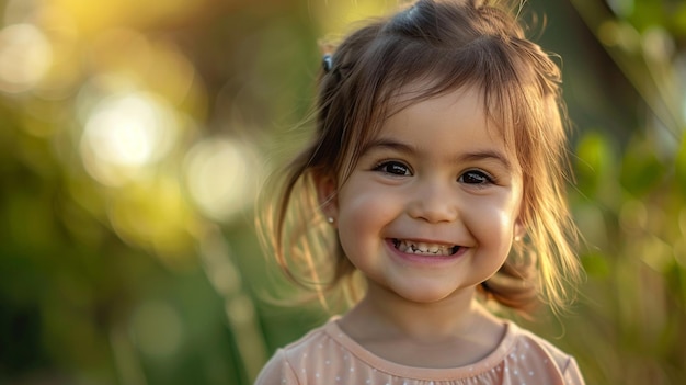 a little girl smiles for the camera with a smile on her face