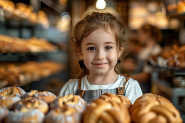 Little Girl Surrounded by Doughnuts