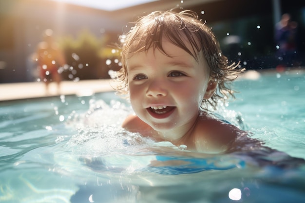 Little girl swimming in the pool