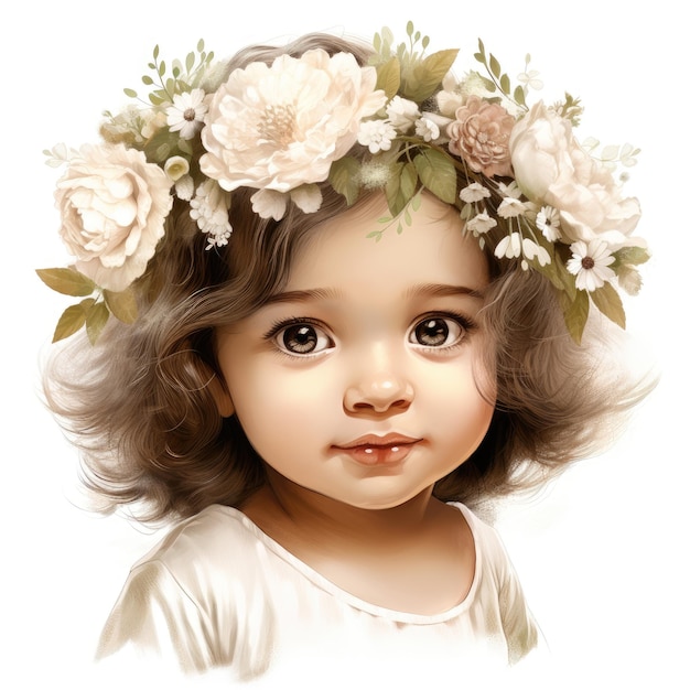 Little Girl Wearing Flower Crown