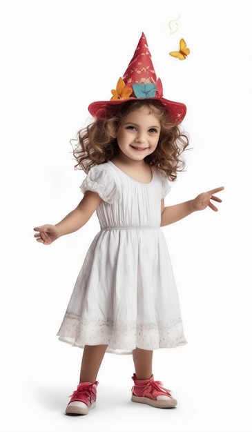 a little girl wearing a hat that says  happy birthday