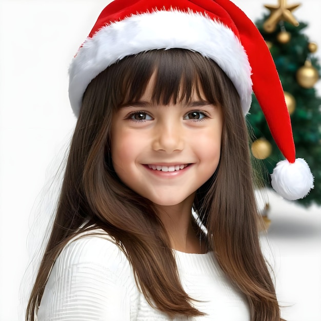 little girl wearing a santa hat is smiling for the camera